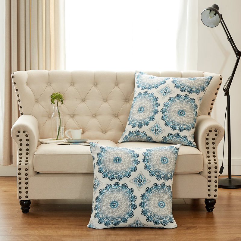 Geometric Square Euro Cushion Cover, Midnight, 66cm x 66cm
