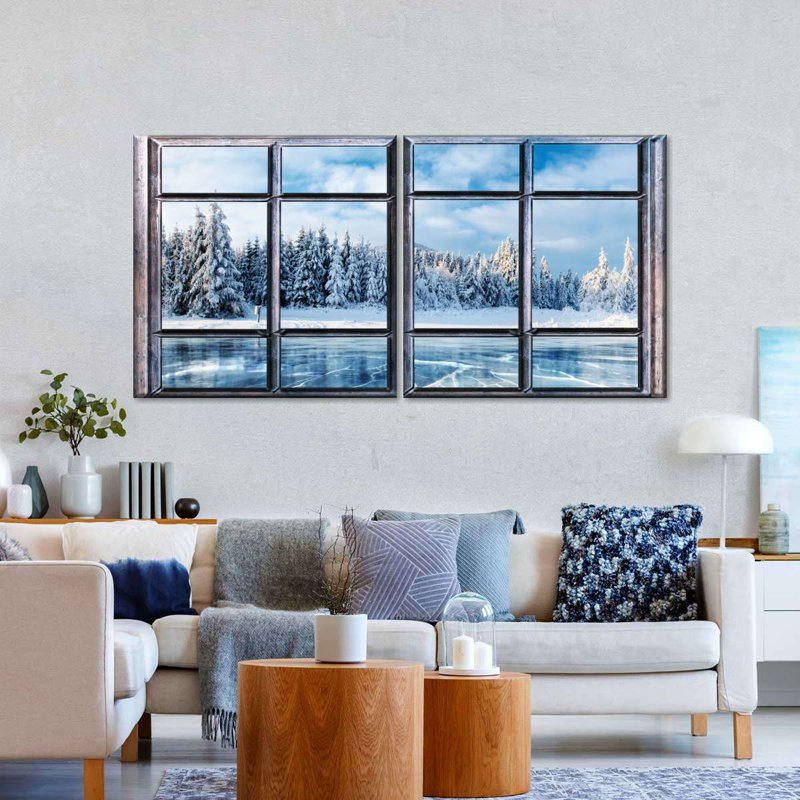 «Window to Winter Wonderland», reproduction sur toile 2 pièces, H 10 po x l 21 po x P 1,25 po