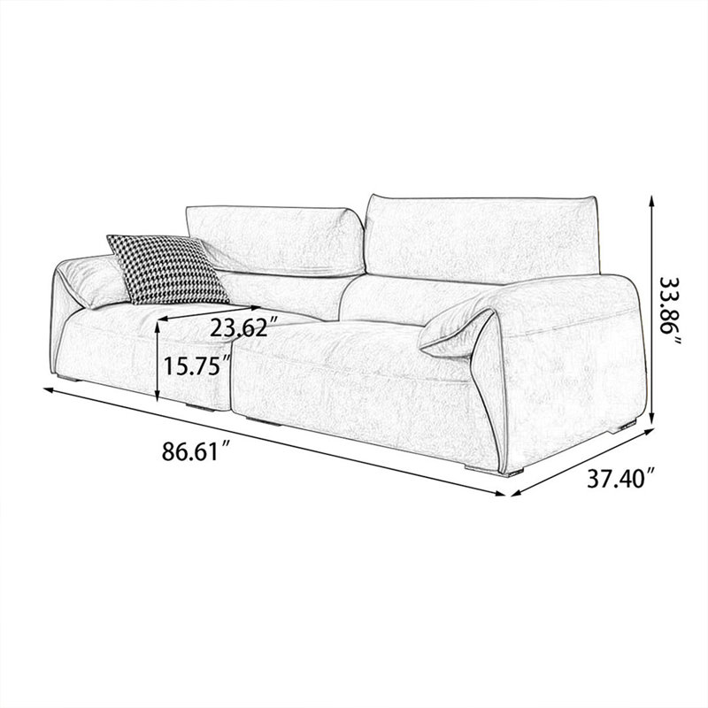Canapé modulaire jaune en polyester, L 86,61 po