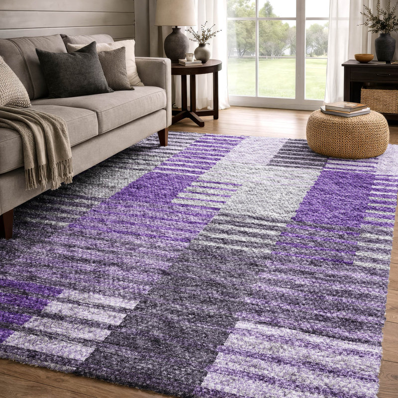 Tapis à poils longs de qualité supérieure lavable à la machine Dream ADS687, Mauve, 9 pi x 12 pi