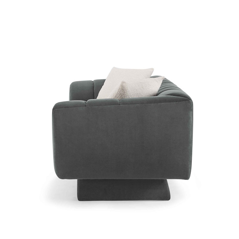 Siniya 88.2" W Chesterfield Sofa, Gray, 30.3 H x 88.2 W x 34.3 D, 3