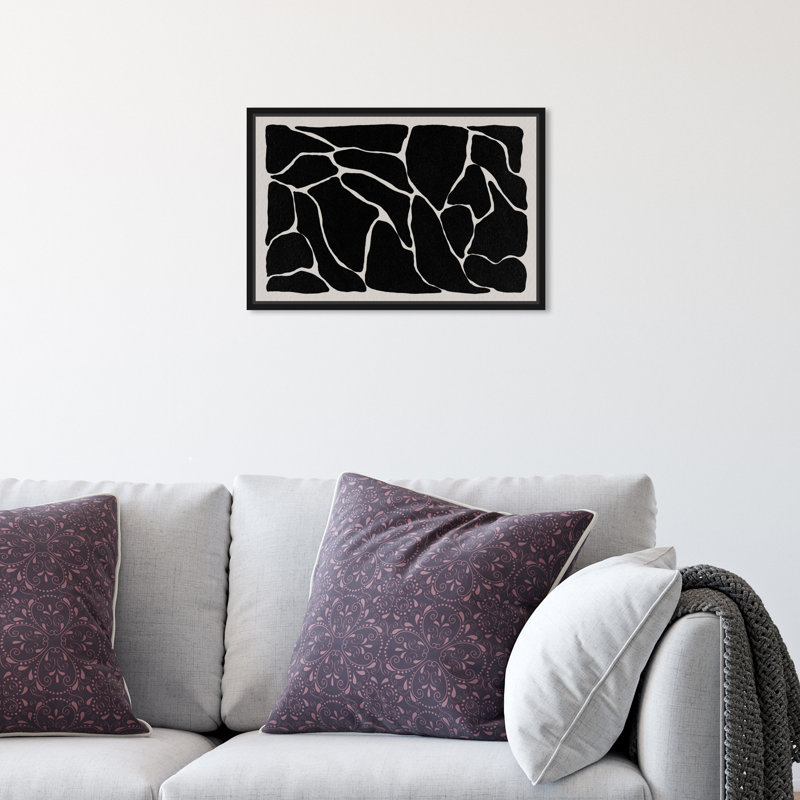 Abstrait motif girafe noir et blanc abstrait - reproduction sur toile flottante, H 11 po x l 16 po, Noir