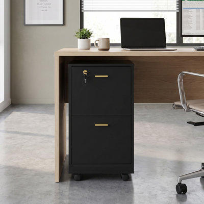 Lockable Engineered Wood 2-Drawer Mobile File Cabinet