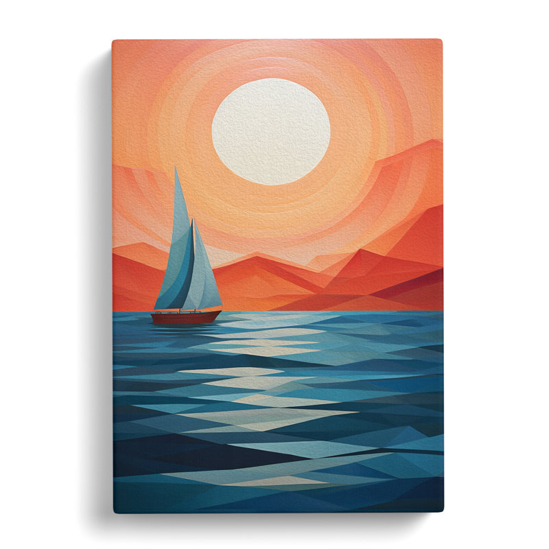 Seascape Geometric - Wrapped Canvas, 50cm H x 35cm W x 3cm D