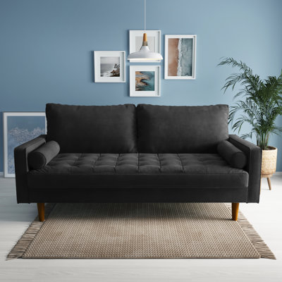 Sellner 70" Velvet Square Arm Tufted Seat Sofa
