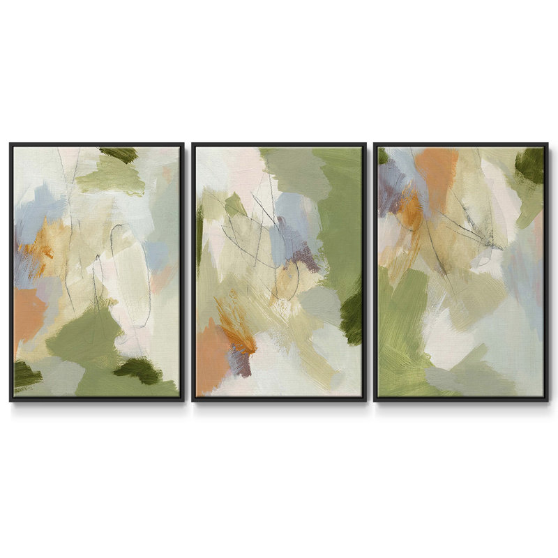 Verdure I, ensemble de 3 toiles encadrées sur toile, Noir, H 40 po x l 78 po