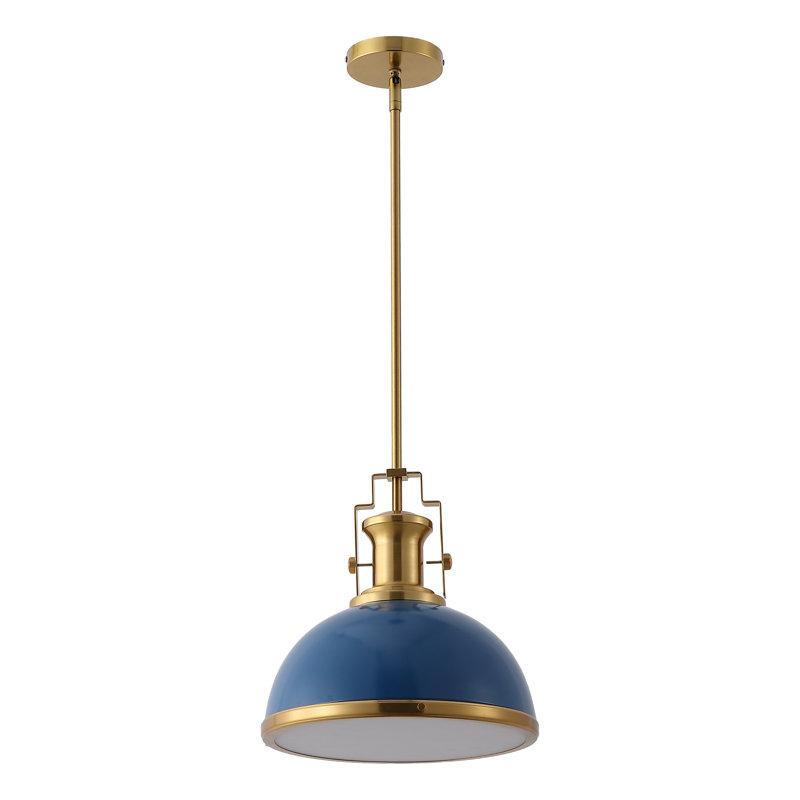 Staub 1 - Light Single Bell Pendant, 13.5" H x 13" W x 13" D, Brass Gold/Navy
