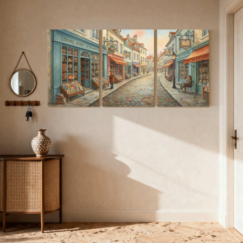 Scénario et paysage urbain, ensemble de 3 reproductions d'art sur toile, H 18 po x l 36 po