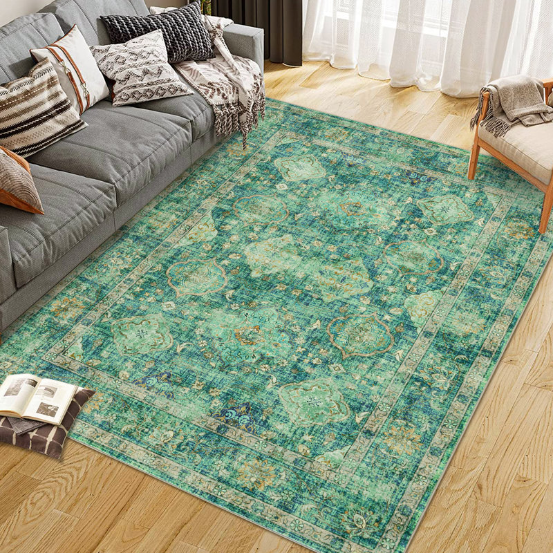 Washable Area Rug for Living Room Area Rugs for Farmhouse Area Rug Non Slip Pattern Rug for Bedroom, Rectangle 9' x 12'