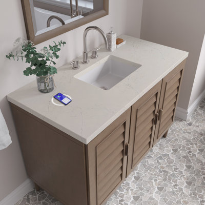 Portland 48" Single Vanity Whitewashed Walnut W/FreePower Wireless Charger