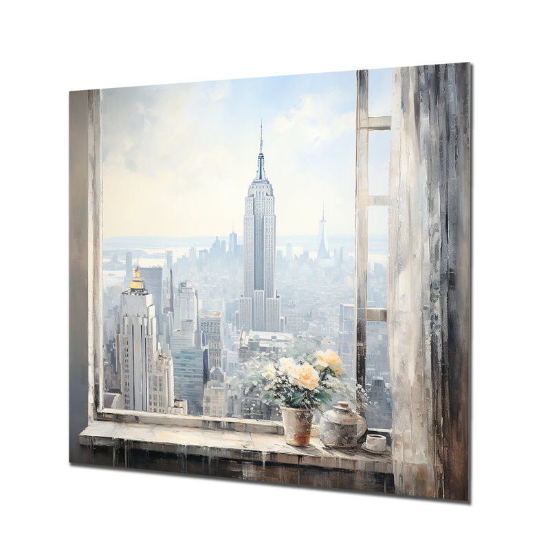 New York Empire State Window Views I - art mural en métal New York City, H 36 po x l 36 po