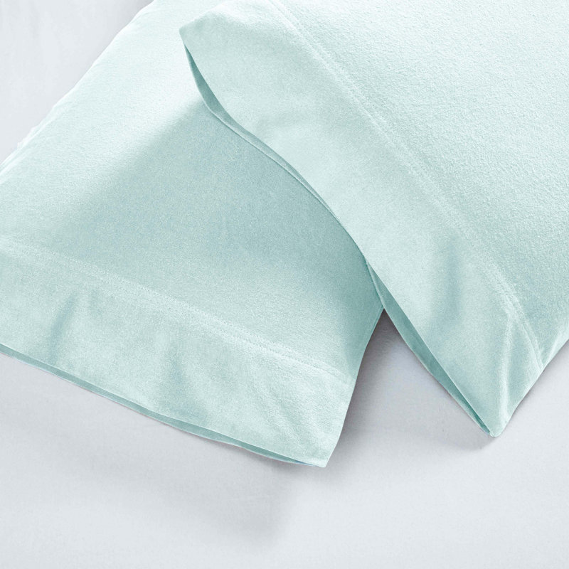 Modern All Season Solid Flannel Cotton Pillowcase, King Pillowcase, Light Blue