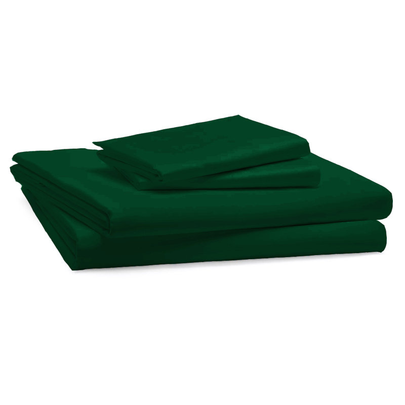 Bukurie Cotton Blend Percale Fitted Sheet, Single (3'), Forest Green