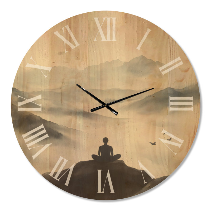 Très grande horloge murale en bois Boho, Oversized