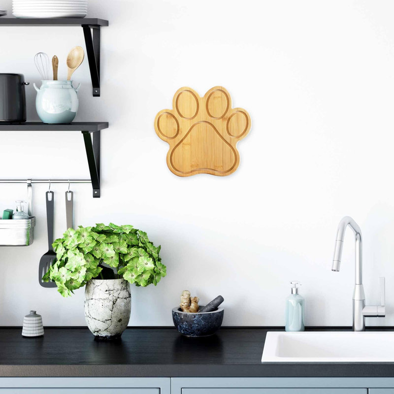 Dog Paw-Shaped Bamboo Cutting and Serving Board