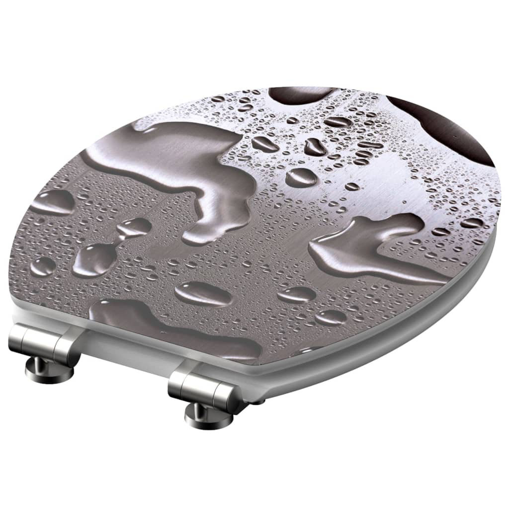 Schütte High Gloss Toilet Seat with Soft-Close Grey Steel MDF