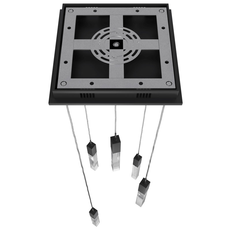 Glacier 5 - Light Pendant, Matte Black, Clear Solid Crystal Bubbled Prisms