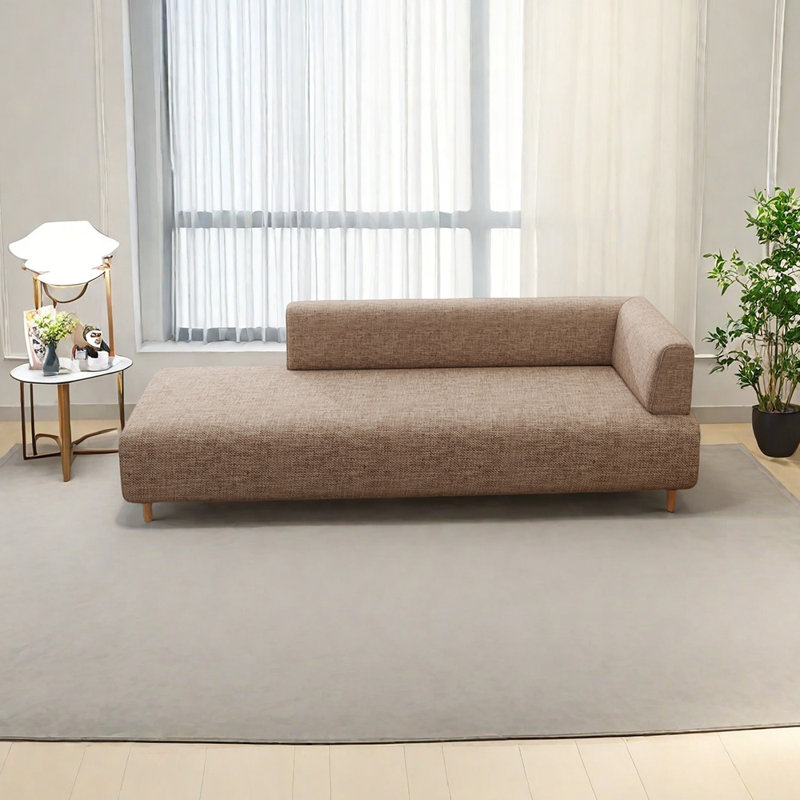 Luxueuse chaise longue moderne et éponge, Orienté à droite, Mélange de lin brun clair