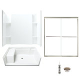 60" W x 74.75" H Frameless Rectangle Sliding Tub & Shower Kit with Towel Bar and Base Included