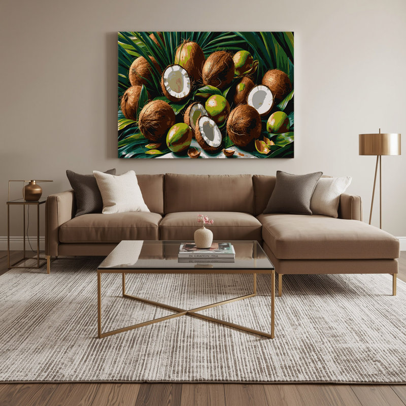 Fruit, noix de coco, art mural sur toile, H 24 po x l 36 po