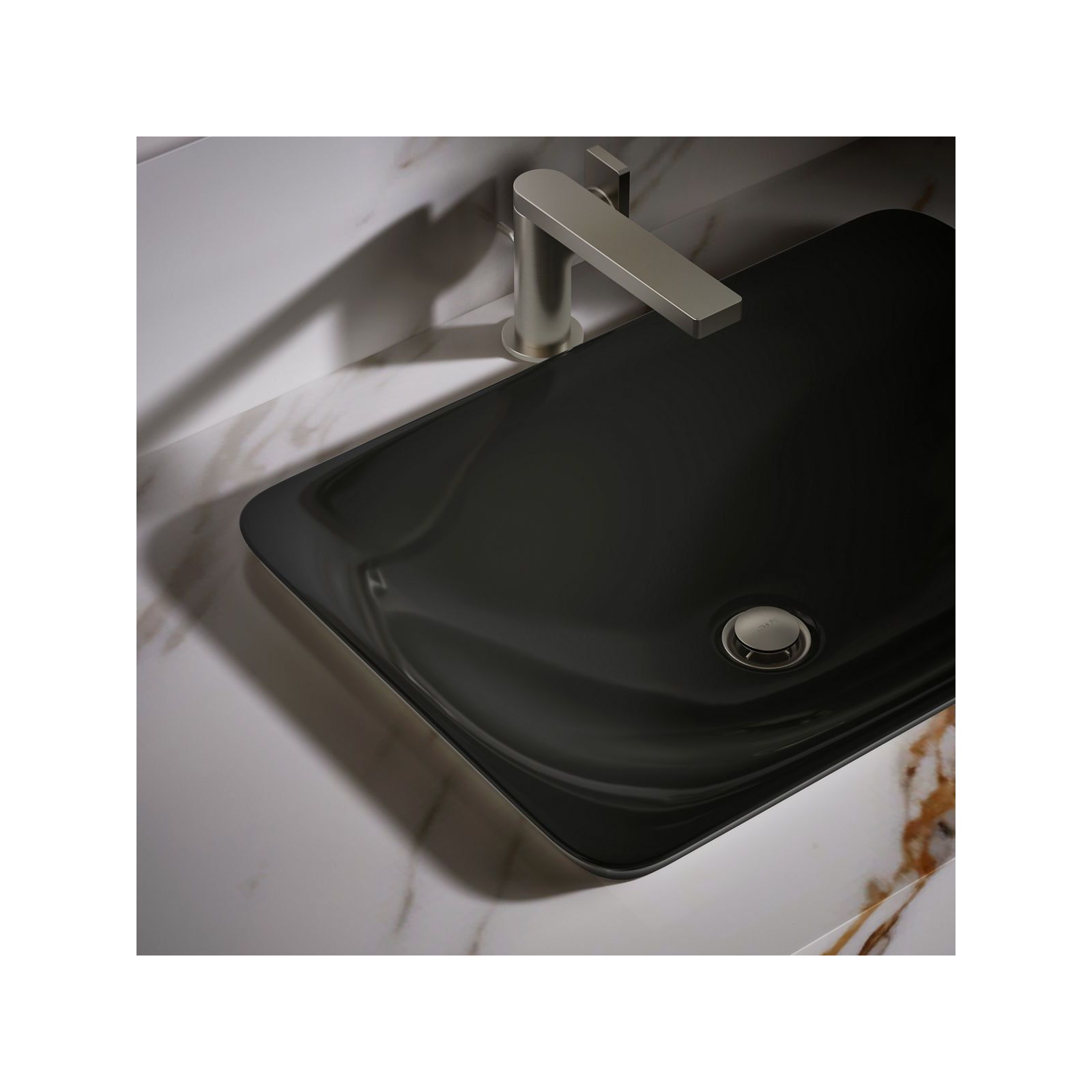 Carillon Ceramic Rectangular Drop-in Bathroom Sink, Black