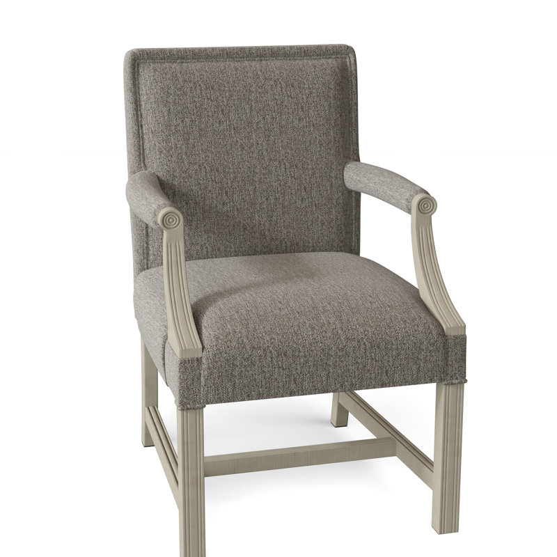 Chaise avec accoudoirs tapissier Warwick, Fumée 9508, Noyer