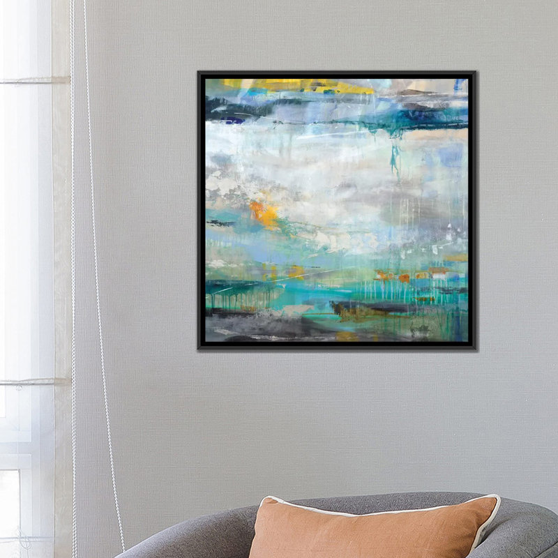 « atmospher », impression sur toile, H 26 po x l 26 po x P 1,5 po, Toile avec cadre noir, Pas de tapis