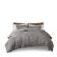 Édredon en fourrure grise avec 2 taies décoratives standard pour une chambre à coucher, double / grand toute l'année