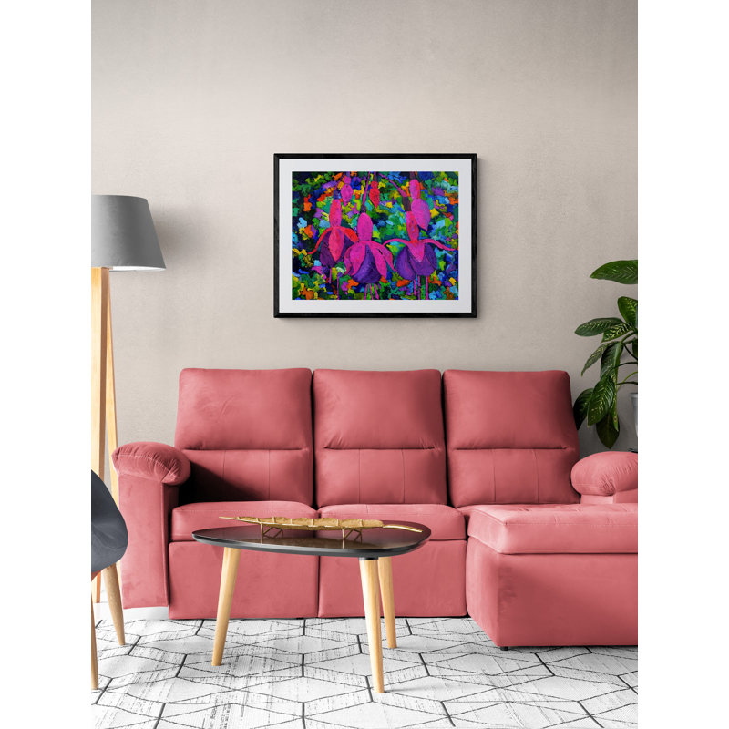 Fuschia Flowers Print by Pol Ledent, Black Framed Paper, 24" H x 30" W