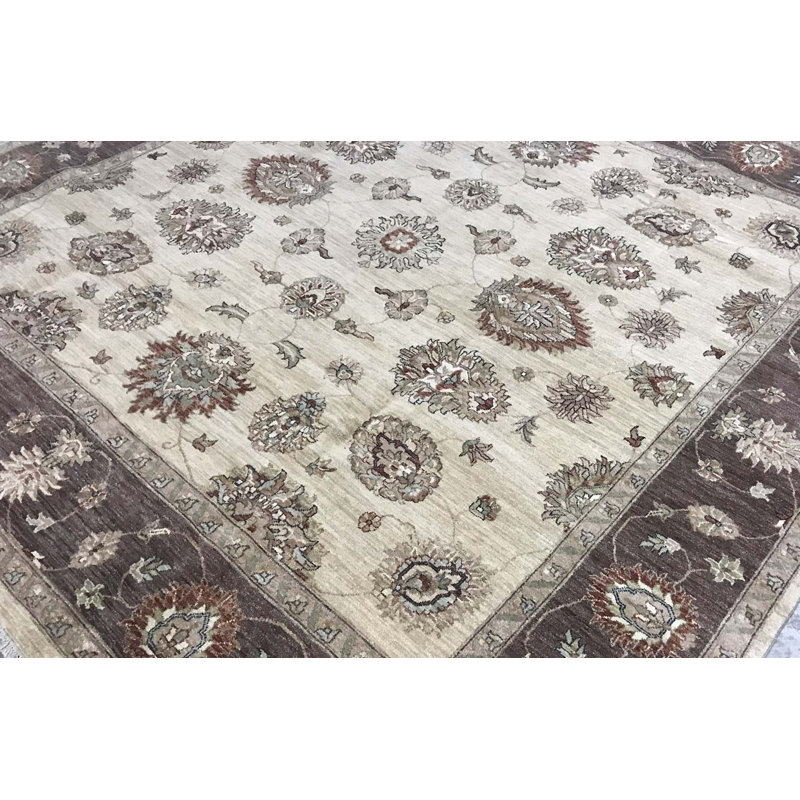 Tapis ivoire et brun noué à la main de haute qualité