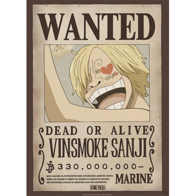  Officially Licensed One Piece - Wanted Vinsmoke Sanji Art Poster - 24 x 36 Inch - Decorative Print - Poster Paper - Ready to Frame