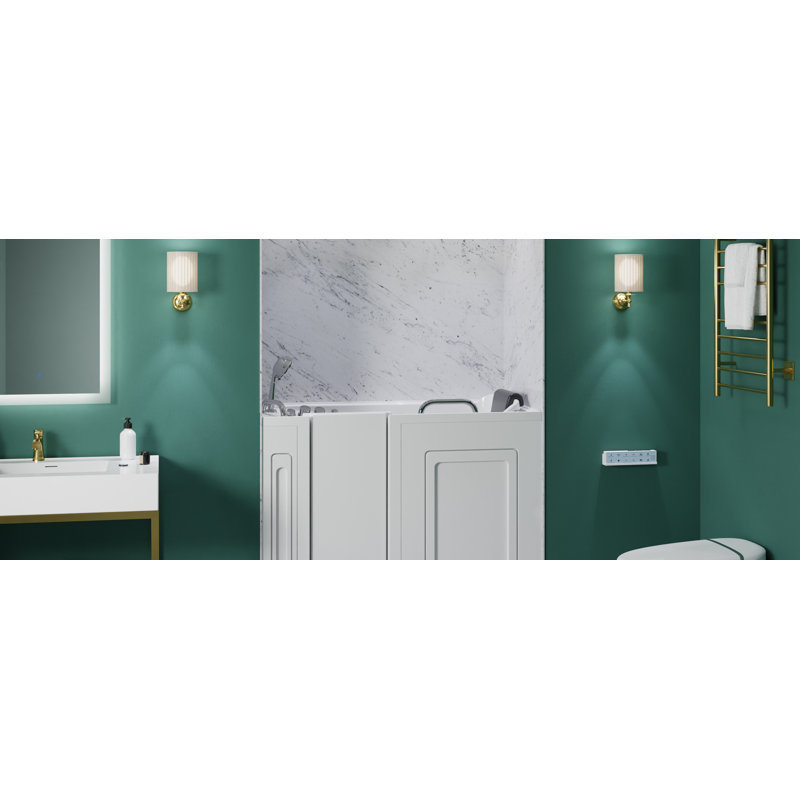 MediSpa 52.5'' x 26.5'' Acrylic Bathtub with Faucet, Left, White