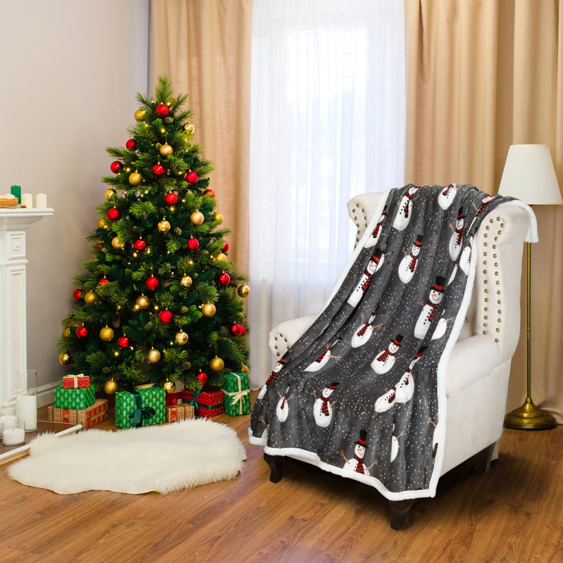 Jeté de Noël en molleton Sherpa, gris
