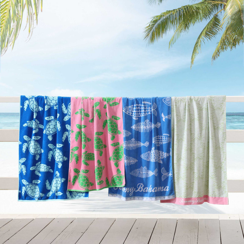 Tommy Bahama Fish Blue 2 Piece Beach Towel Set, Fish Blue