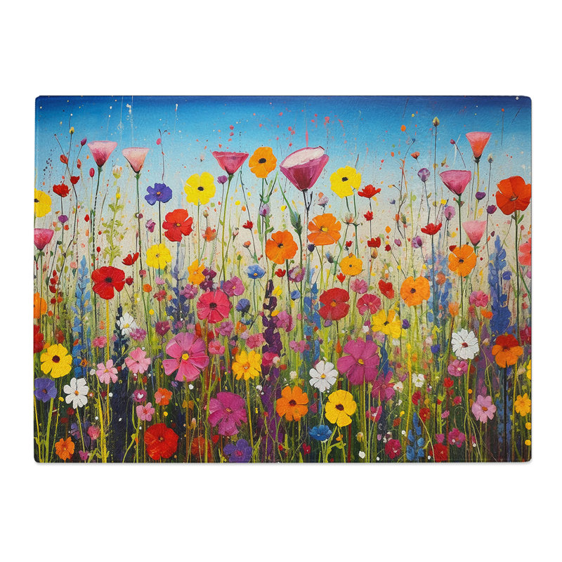 Wildflowers Colour Field  Glass Chopping Board