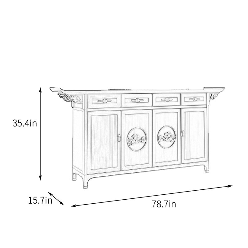 New Chinese Style Solid Wood Sideboard