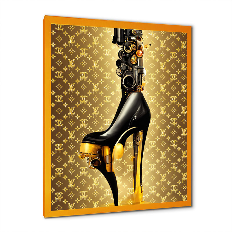 Luxury Brand Bionic Heel III - Art mural sur toile tendance, L 30 po x H 40 po, Encadrement doré