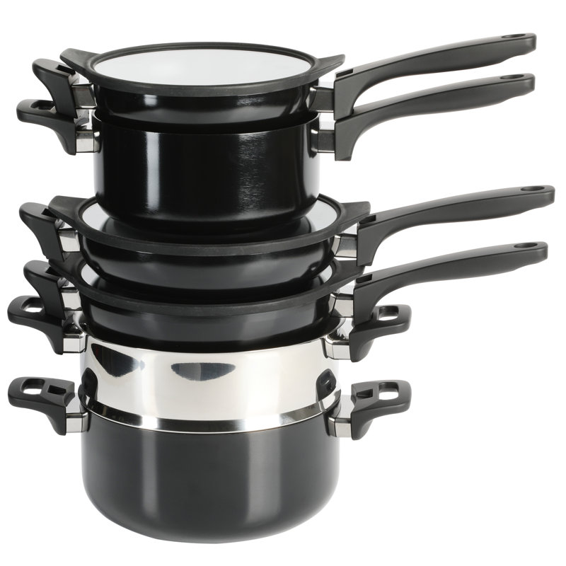 Kenmore Elite 9-Piece Black Nonstick Aluminum Stackable Cookware Set