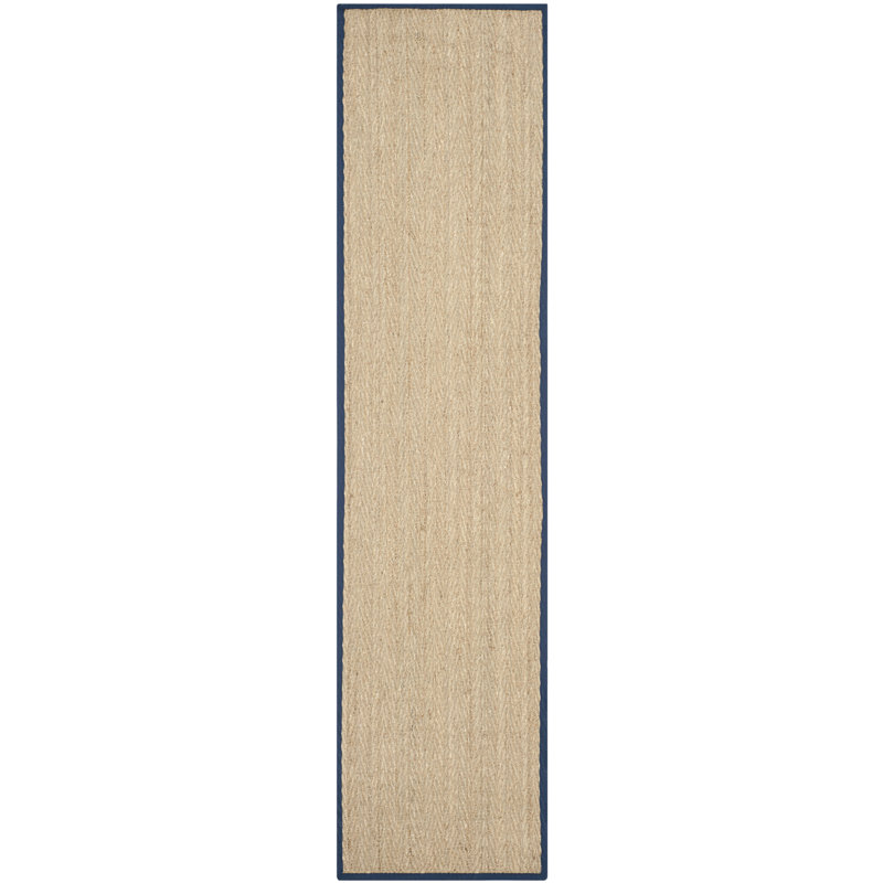 Auckland Natural/Blue Area Rug, Runner 2'6" x 14'
