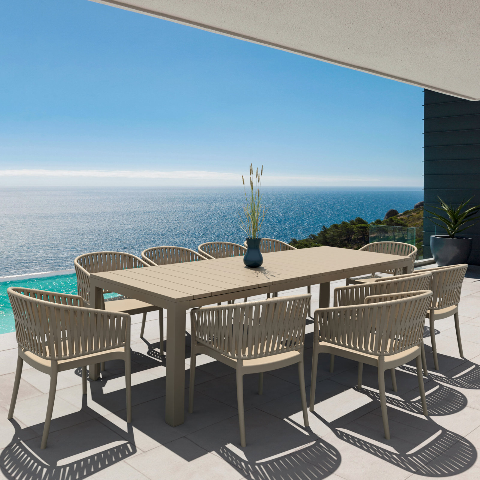 Newport Outdoor Stacking Dining Armchair, Taupe