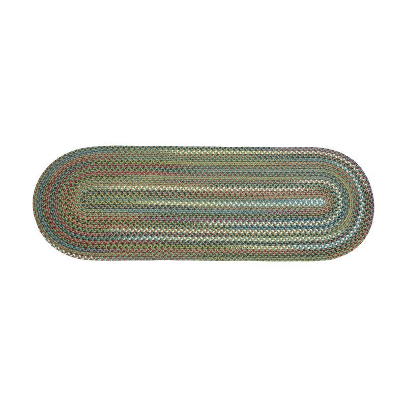 Orval Geometric Handmade Braided Area Rug, Runner 2' x 8', Green 