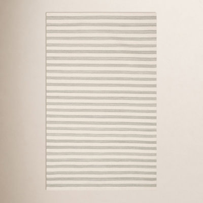Renelso Grey Ivory Hand-Woven Wool Rug