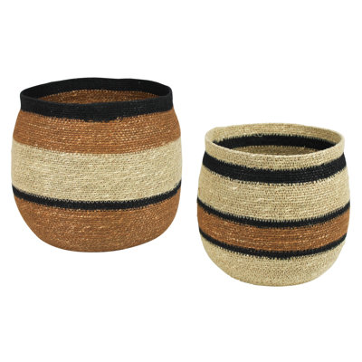 Medina Baskets, Seagrass, Set Of 2 Sm: 8.5X8.5X8, Lrg: 11X11x9.5