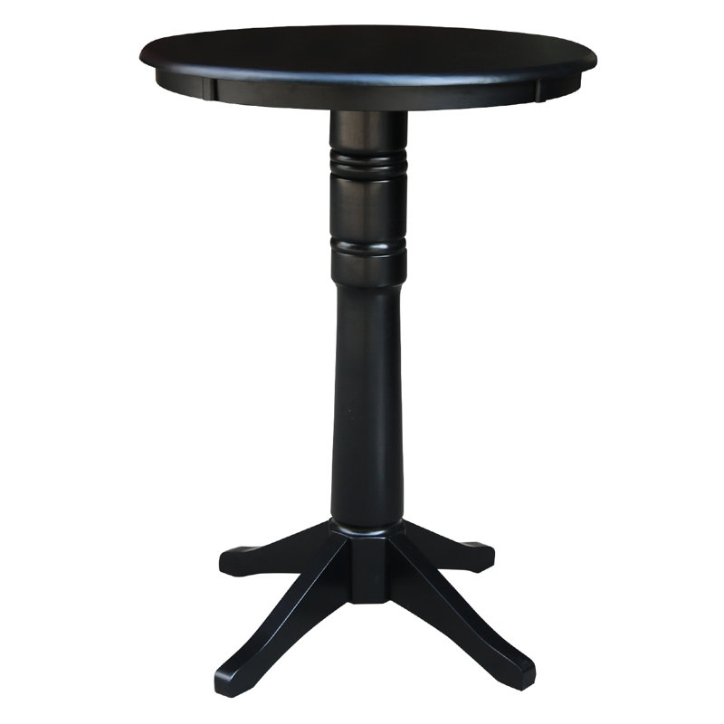 Craighead Bar Height Solid Wood Pedestal Dining Table, 41.9" H x 30" L x 30" W, Black