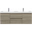 Meuble-lavabo flottant de 60 po avec lavabo, meuble-lavabo mural moderne avec lavabo double en résine et tiroirs à fermeture en douceur-1390735777