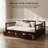 Full Size Espresso Solid Pine Wood Daybed with 2 Storage Drawers - Space-Saving Sleeper Sofa-736755364-736657369