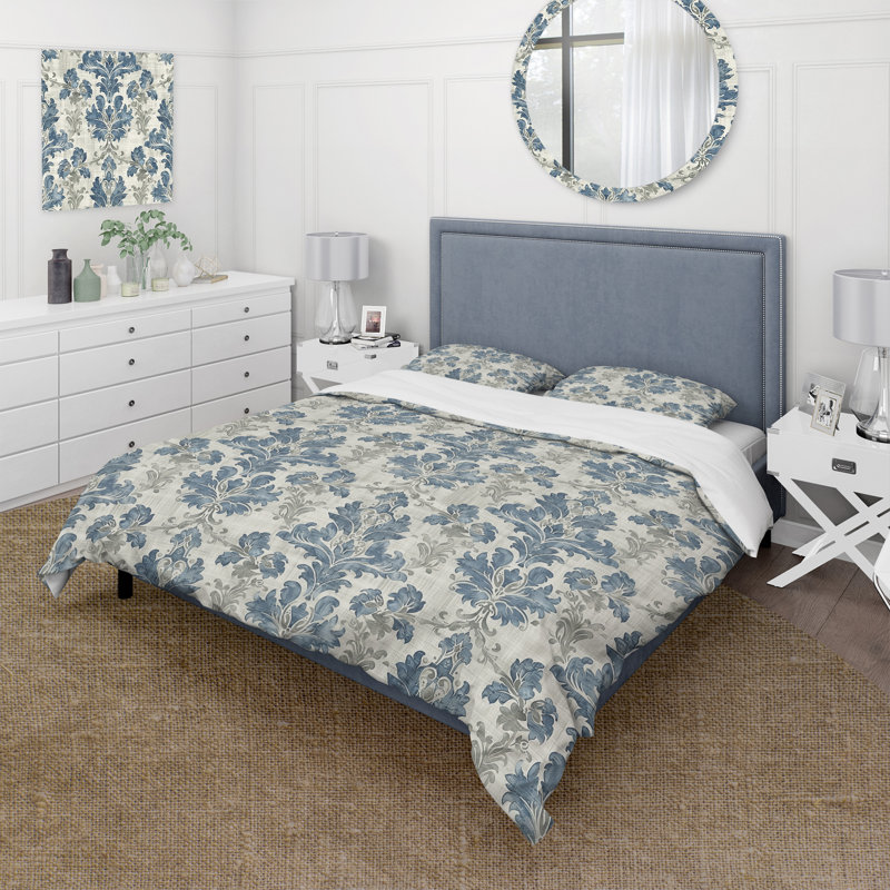 Ensemble de housse de couette bleuet et argenté Country Chic I - Country, Housse de couette simple + 2 taies décoratives st