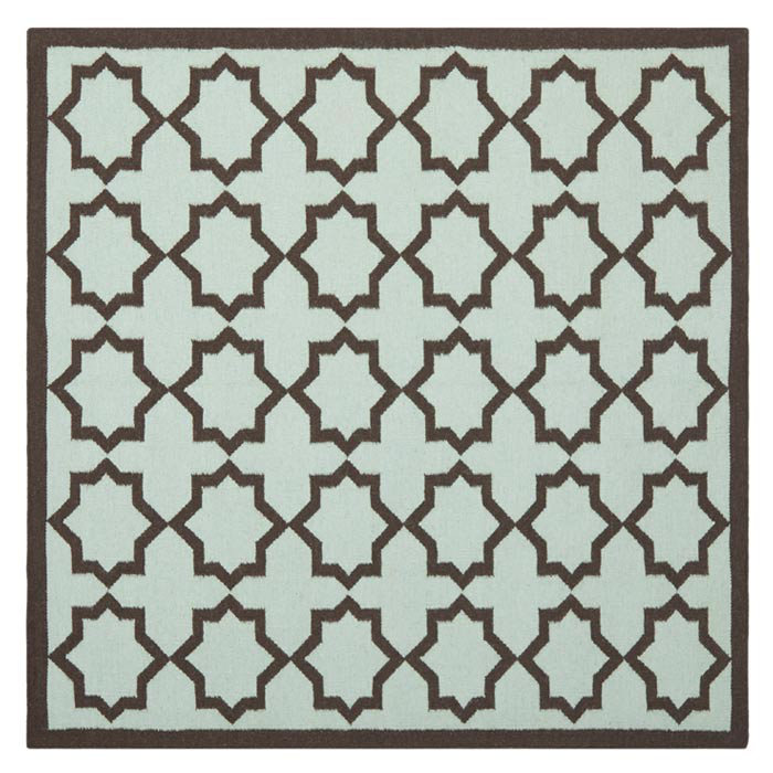 Warren Hand Woven Flat Weave Wool/Cotton Geometric Rug in Light Blue