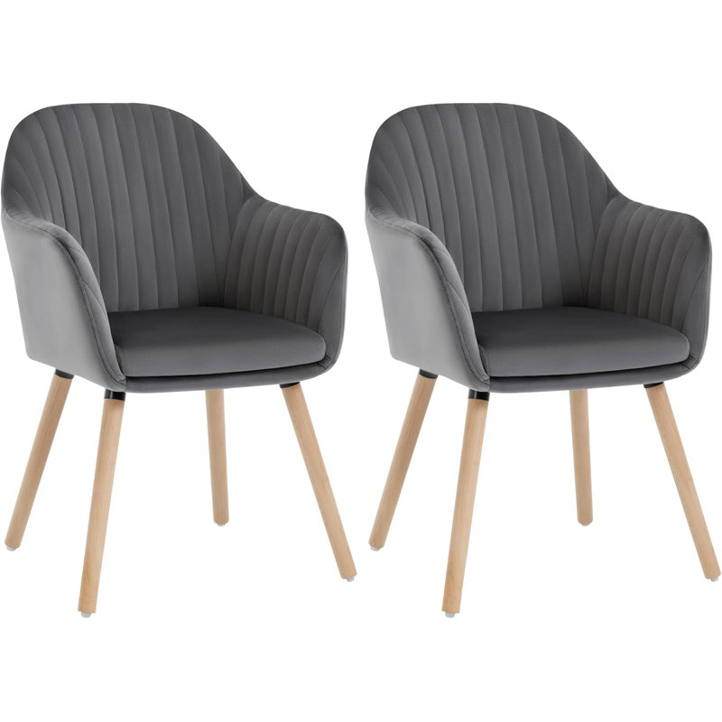 Avila 44cm H Velvet Upholstered Upholstered Back Armchair, Dark Grey