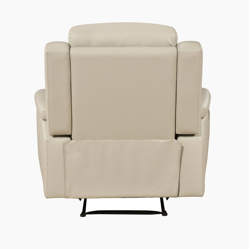 Fauteuil inclinable manuel en cuir fleur de qualité supérieure Elara, Beige cuir